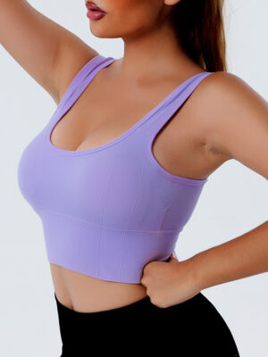 High-Impact Shockproof Push-Up Sports Bra for Women - Seamless U-Neck Yoga Vest with Moisture-Wicking Straps, Breathable Workout Top for Fitness & Cardio
