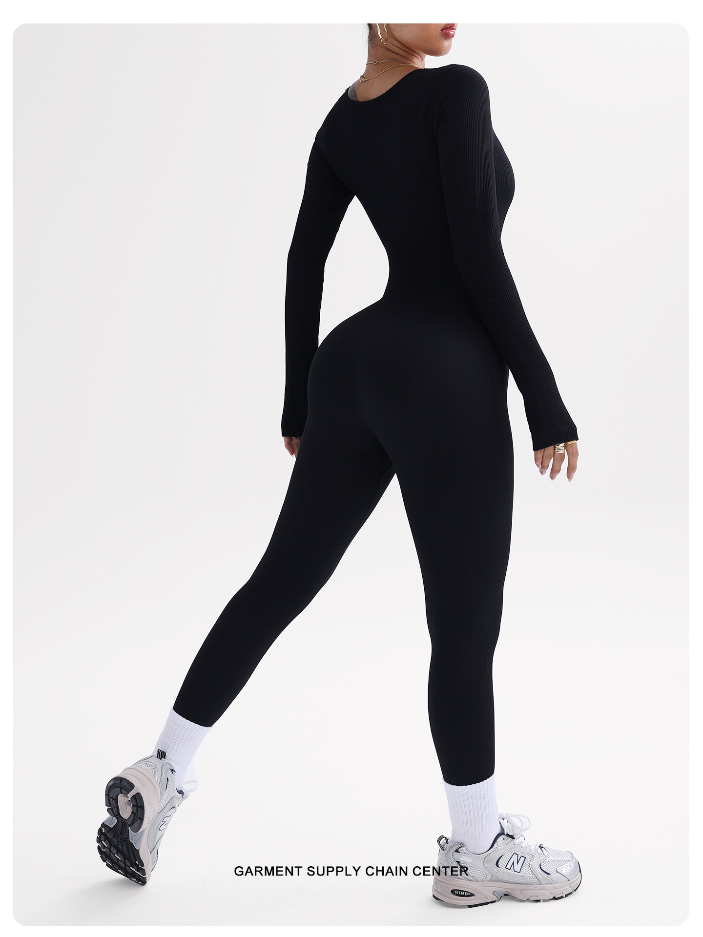 Women's Long Sleeve Yoga Jumpsuit – Ribbed Seamless One-Piece Bodysuit for Workout, Slim & Sexy Fitness Outfit - Image 6
