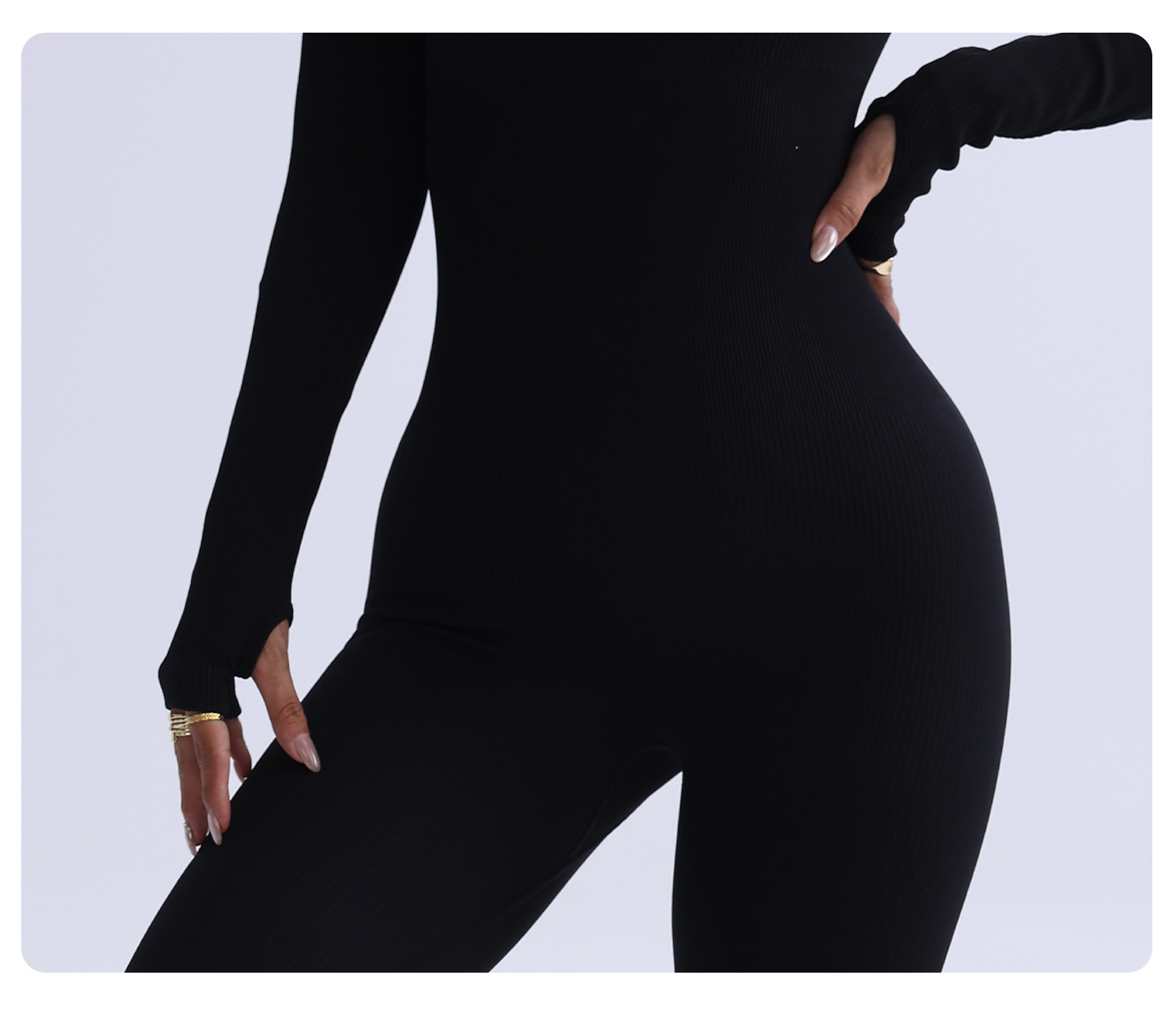 Women's Long Sleeve Yoga Jumpsuit – Ribbed Seamless One-Piece Bodysuit for Workout, Slim & Sexy Fitness Outfit - Image 5