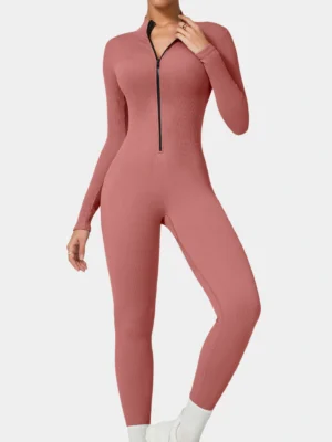 Long Sleeve Zip Bodysuit Jumpsuit Gym-to-Club Sculpt Tech | Quick-Dry & Tummy Control with Sweat Guard™